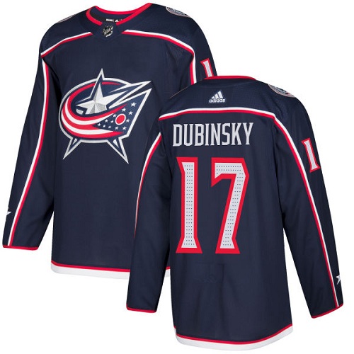 Adidas Men Columbus Blue Jackets 17 Brandon Dubinsky Navy Blue Home Authentic Stitched NHL Jersey